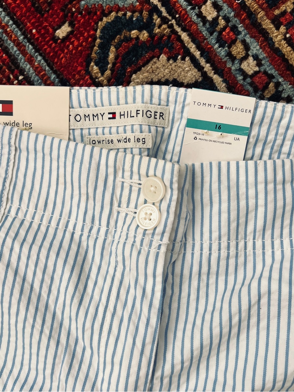 Tommy Hilfiger White Pants with Light Blue Pinstripes sz16 NWT - Picture 3 of 4